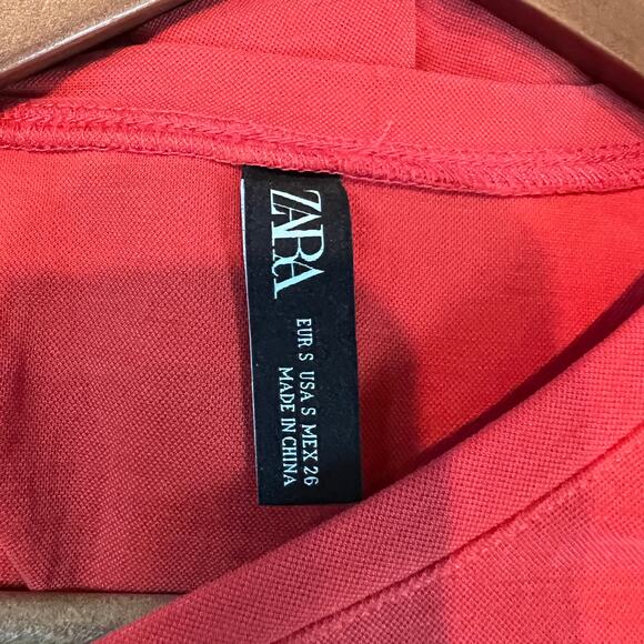 Zara Jersey Dress Red Short Sleeve Pockets T Shirt - S - Picture 6 of 6